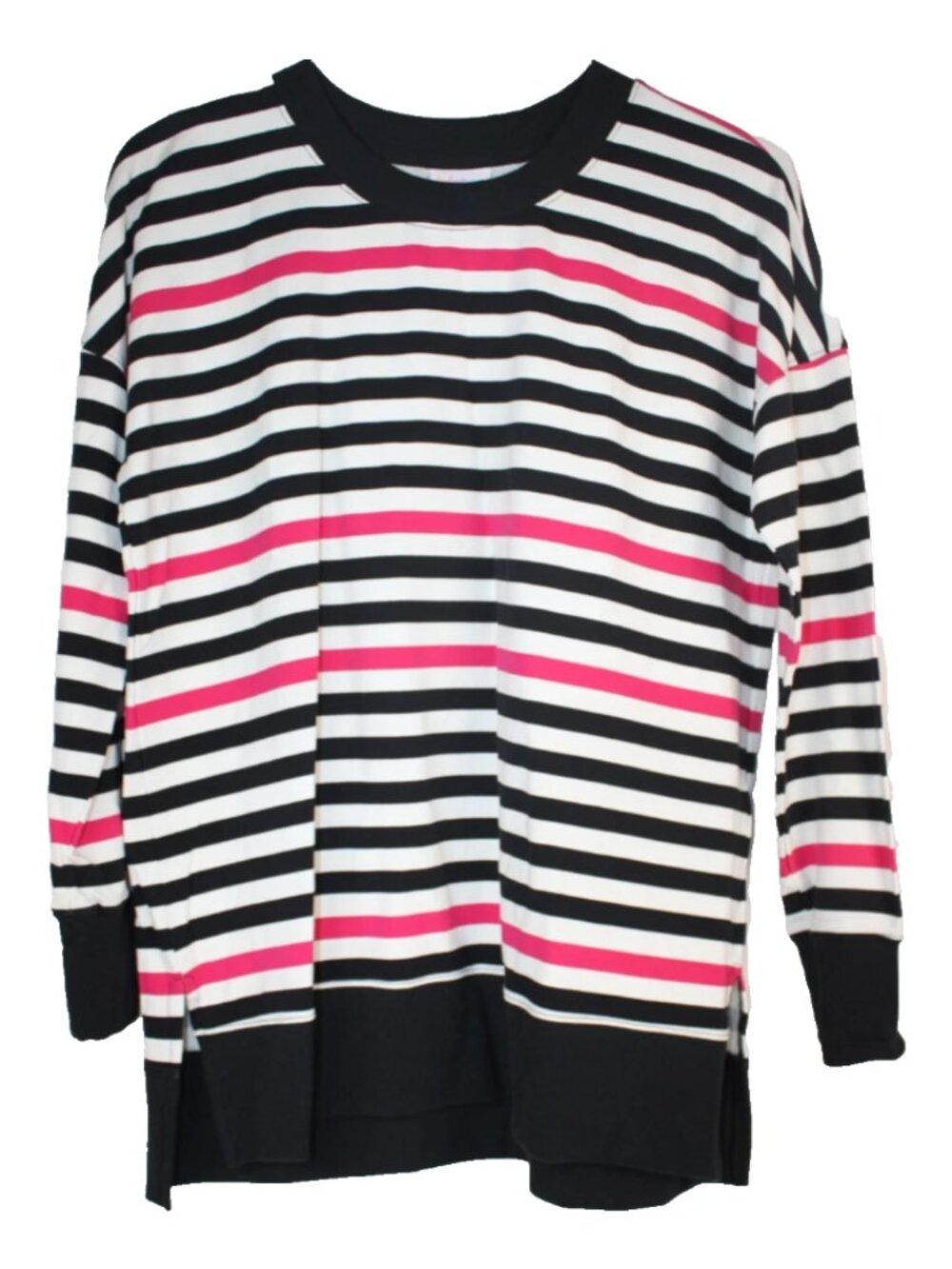 LuLaRoe HANNAH Crewneck Sweater Women's Top Shirt Small Black White Pink Stripes
